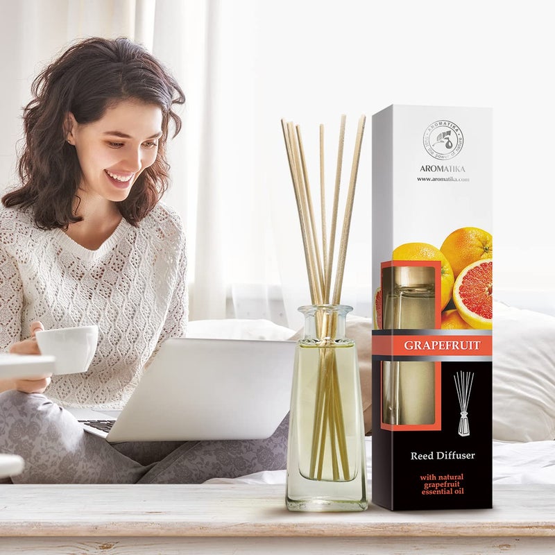 AROMATIKA Grapefruit Reed Diffuser with Grapefruit Oil, 100ml, 9 Piece Set, Scented Reed Diffuser, Long Lasting Aroma, Bamboo Sticks, Home, Office - Image 3